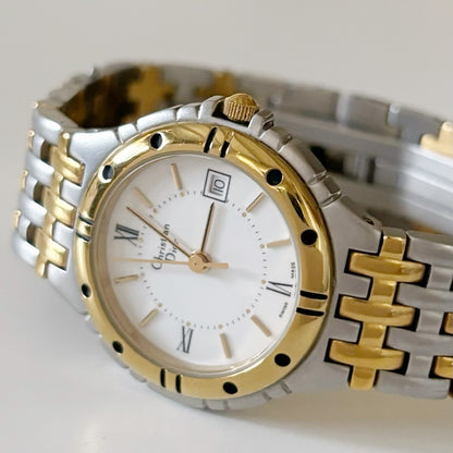 Dior 1990s Date Round Two Tone Watch