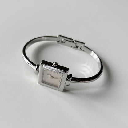 Gucci 1990s Square Dial Silver Bangle Watch
