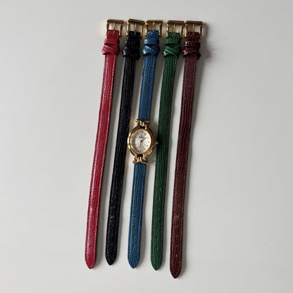 Fendi 1990s Interchangeable Strap Gold Plated Watch with 5 straps, case