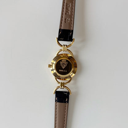 Gucci 1990s Seashell Dial Horsebit Gold Plated Watch