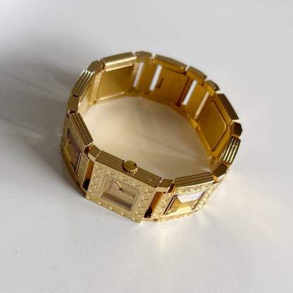 Dior 1990s Square Dial Interchangeable Strap Gold-Plated Watch