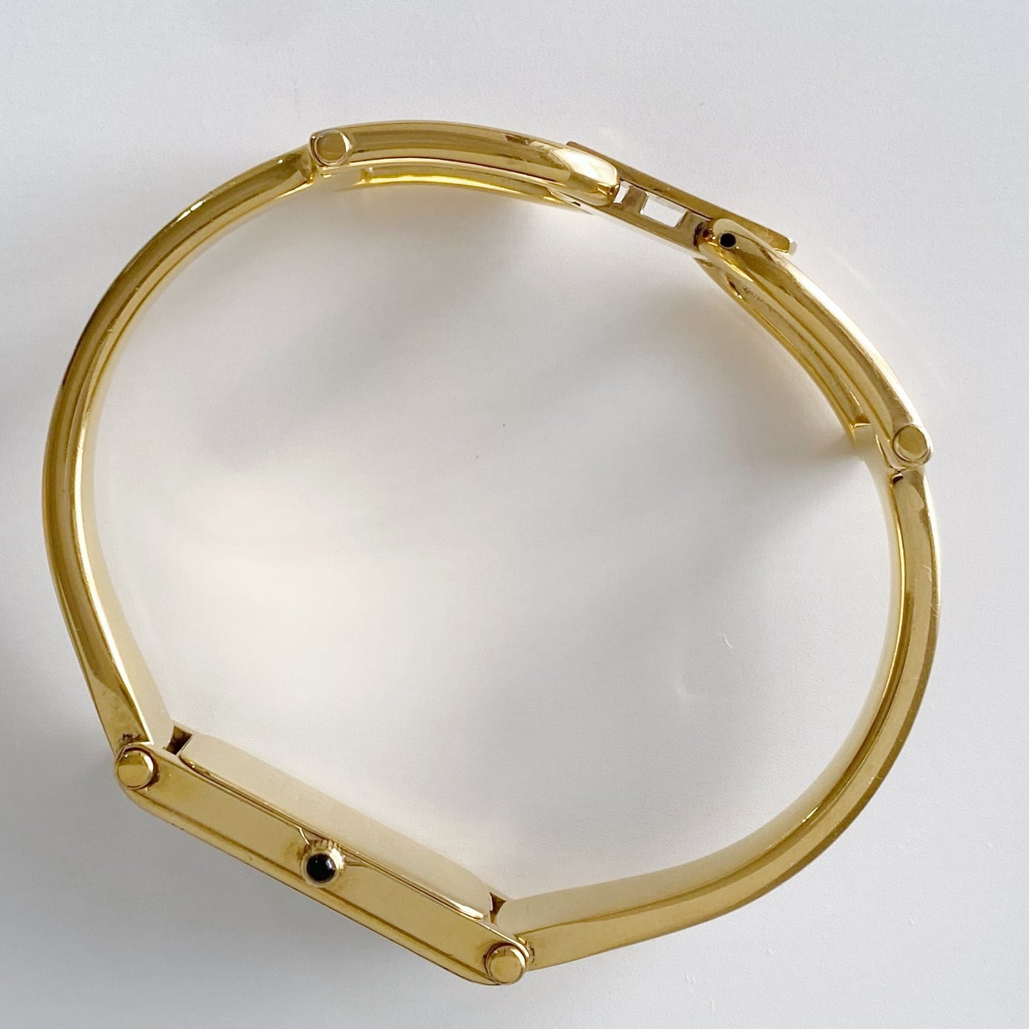 Gucci 1990s Seashell Dial Rectangular Gold Plated Bangle Watch