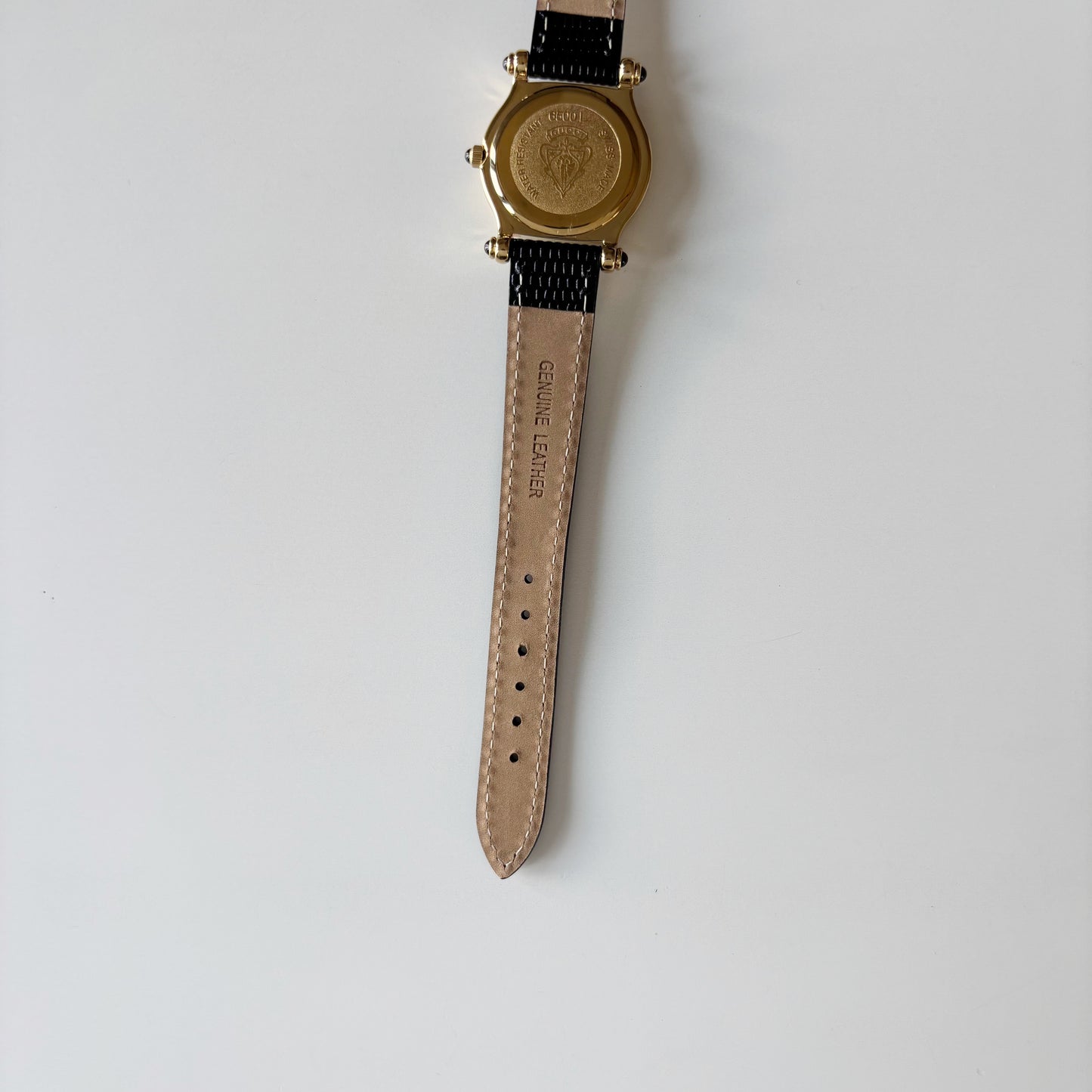 Gucci 1990s Black Dial Gold Plated Watch
