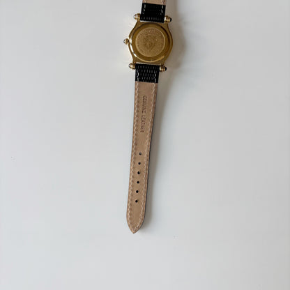 Gucci 1990s Black Dial Gold Plated Watch