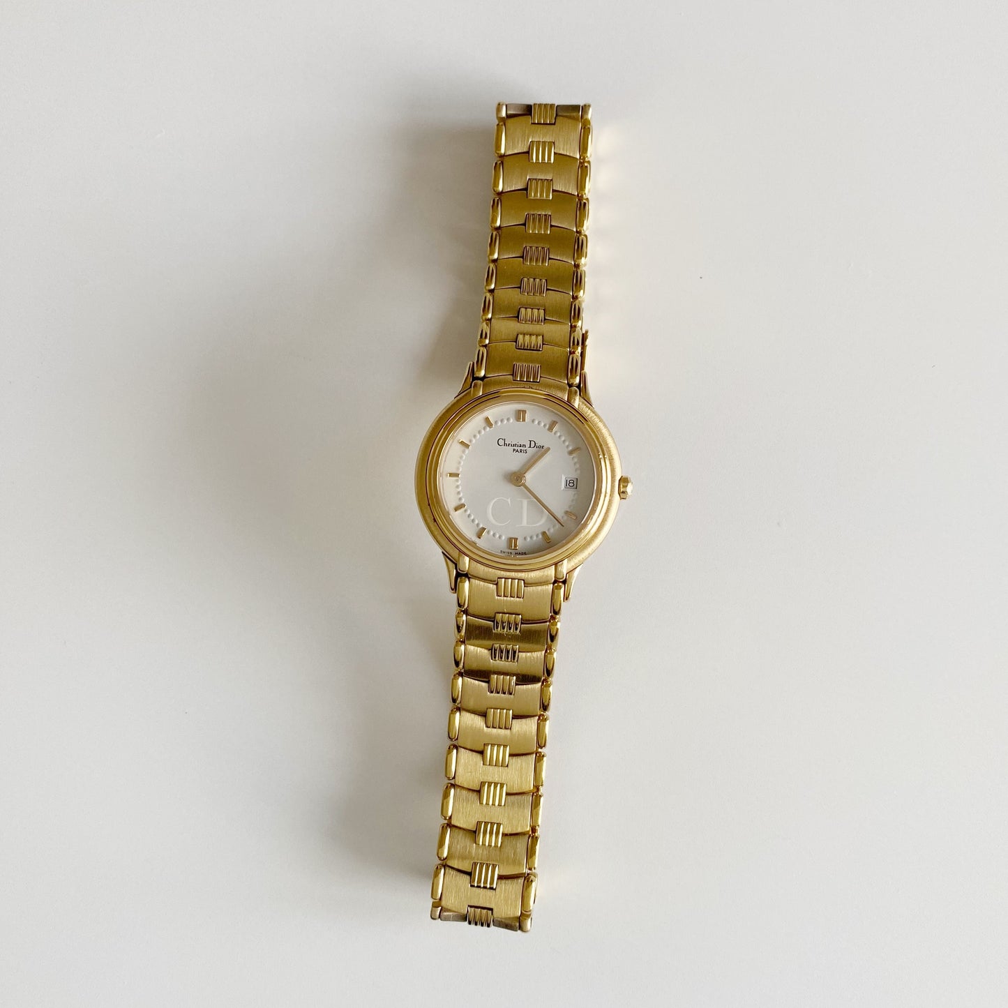Dior 1990s Round Dial Gold Plated Watch