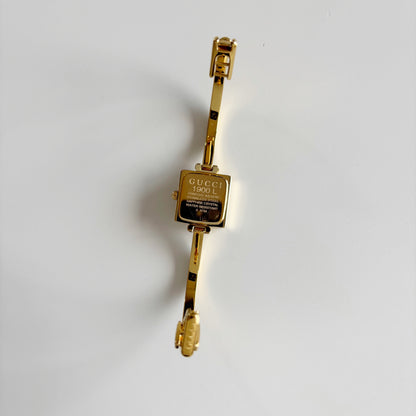 Gucci 1990s Square Dial Gold Plated Bangle Watch