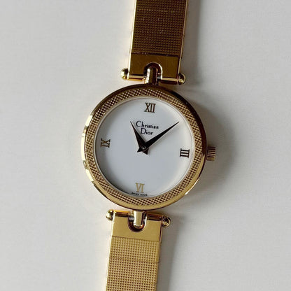 Dior 1990s Round Dial Gold Plated Watch