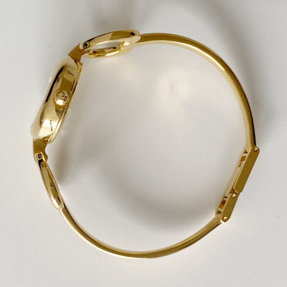 Gucci 1990s Gold Dial Gold Plated Bangle Watch