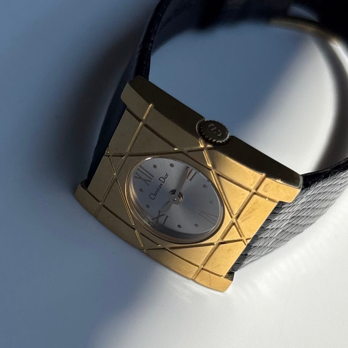 Dior 1990s Square Dial Gold Plated Watch