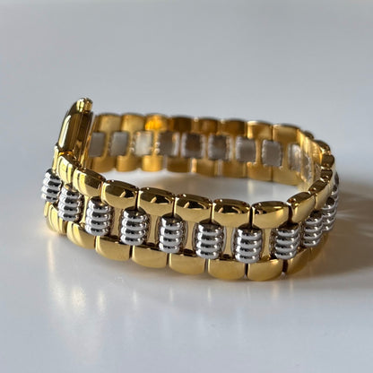 Dior 1990s Octagon Gold Dial Two-Tone Gold-Plated Watch