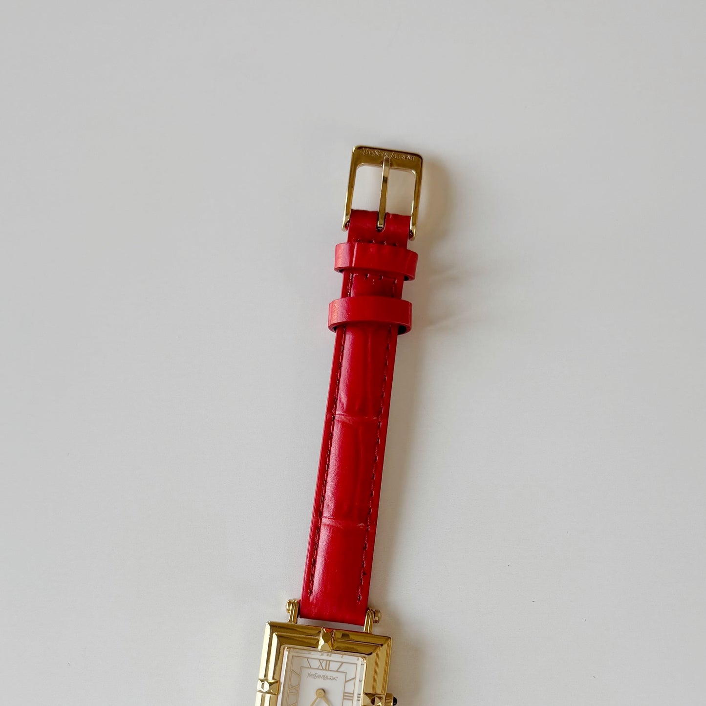 Yves Saint Laurent 1990s Square Dial Gold Plated Watch