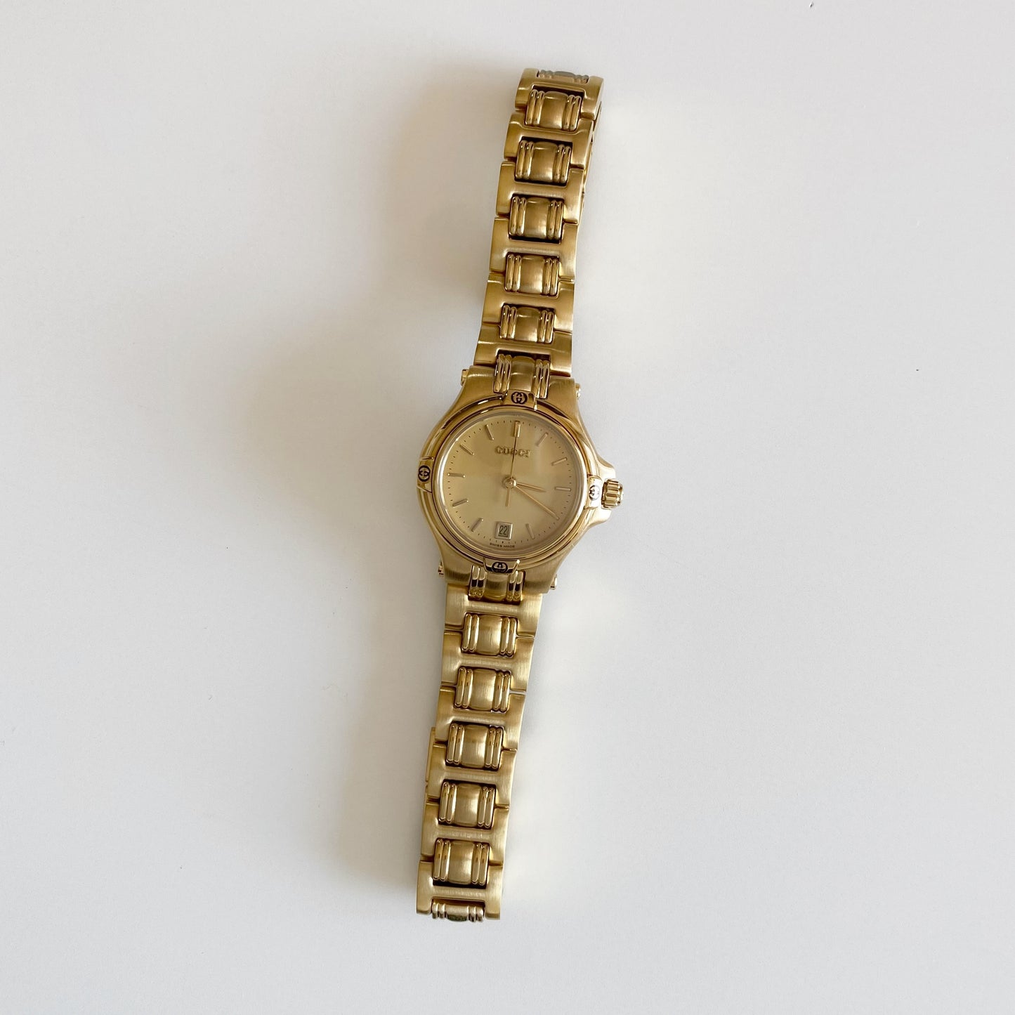 Gucci 1990s Date Gold Plated Watch
