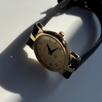 Gucci 1990s Round Dial Gold Plated Watch
