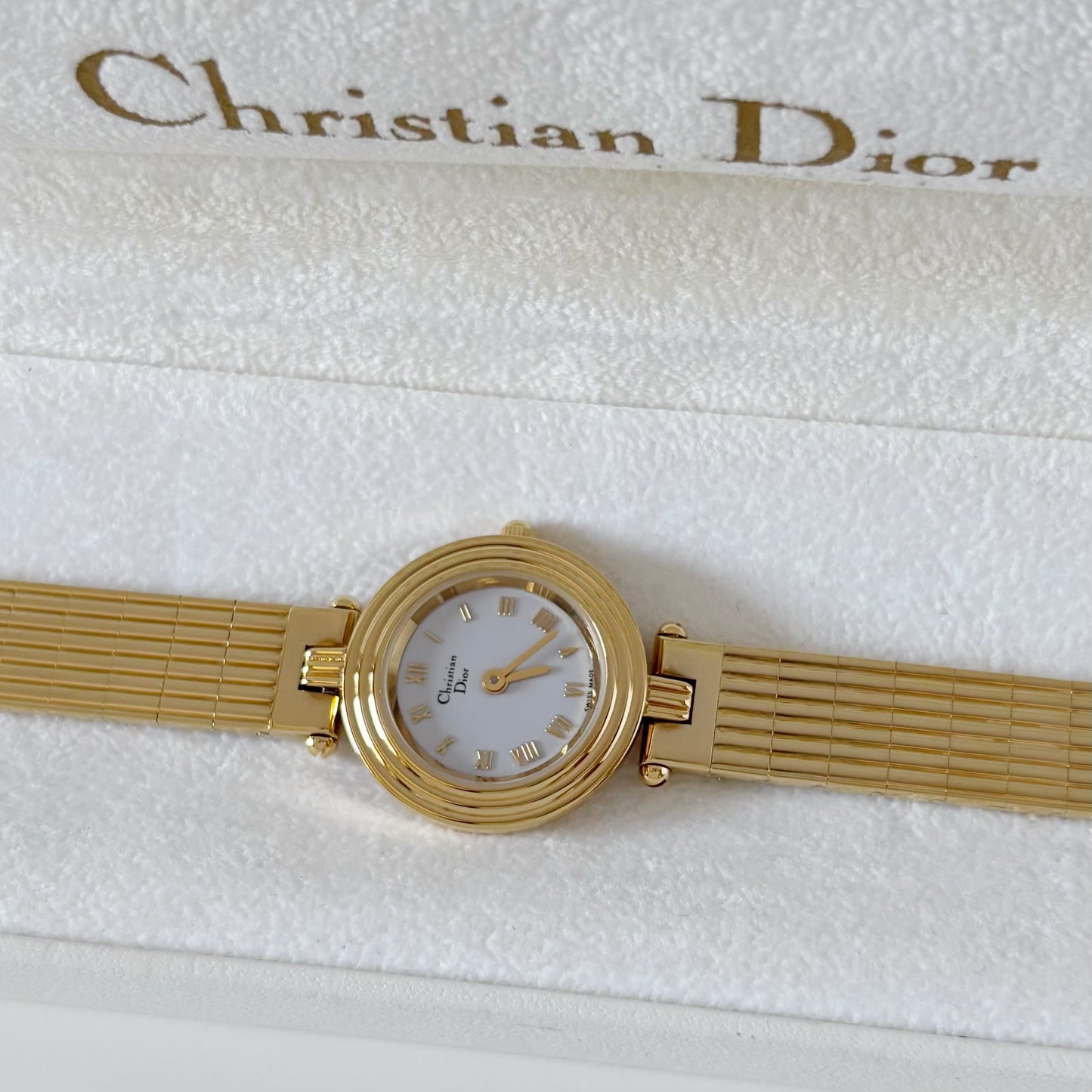Dior 1990s Round Dial Gold Plated Watch