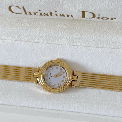 Dior 1990s Round Dial Gold Plated Watch
