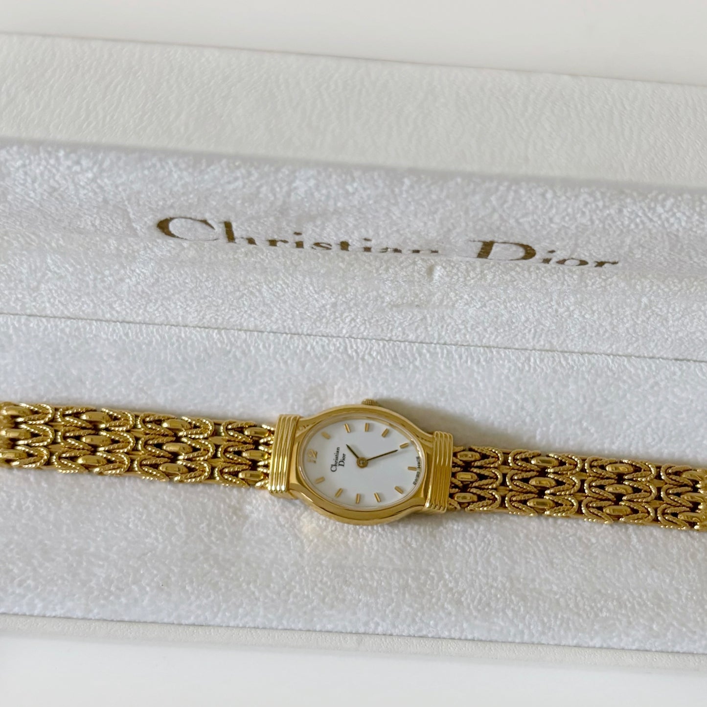 Dior 1990s Gold Plated Oval Watch