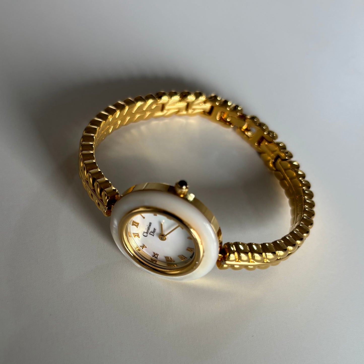 Dior 1990s Interchangeable Bezel Gold Plated Watch with 3 bezels