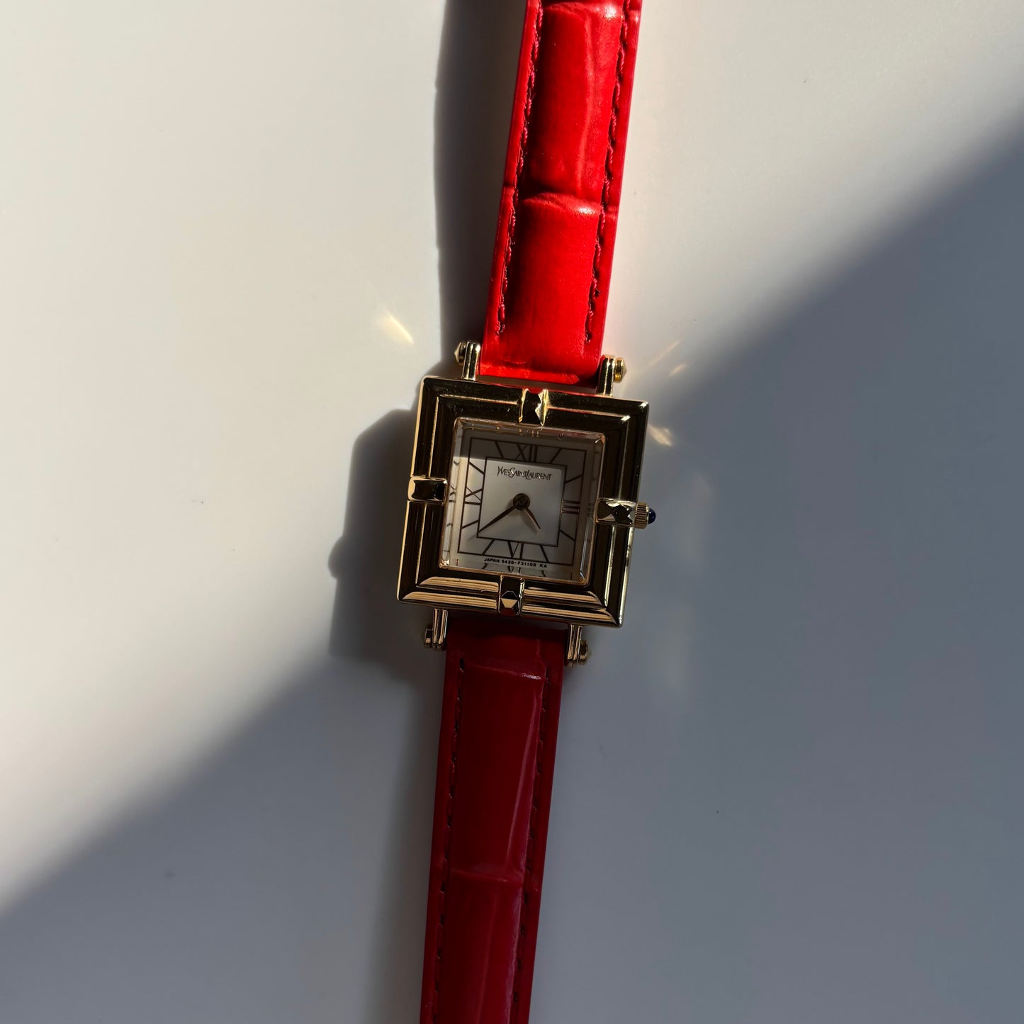 Yves Saint Laurent 1990s Square Dial Gold Plated Watch