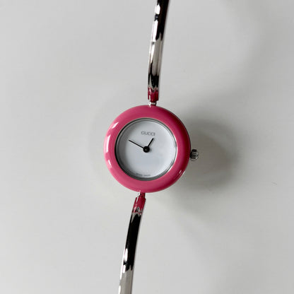 Gucci 1990s Interchangeable Bezel Stainless steel Bangle Watch with case, 12 bezels