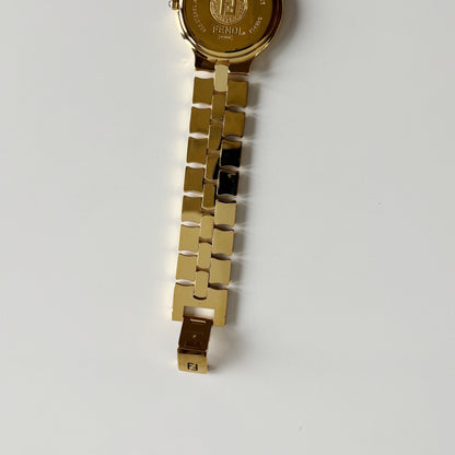 Fendi 1990s Date Round Dial Gold Plated Watch (Large)