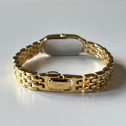 Yves Saint Laurent 1990s Oval Dial Gold Plated Watch