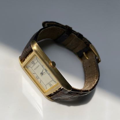 Yves Saint Laurent 1990s Tank Brown Leather Watch