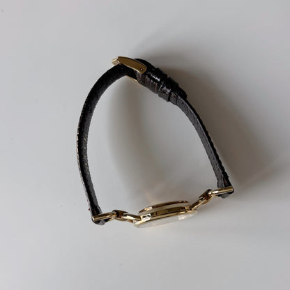 Gucci 1980s Round Dial Horsebit Gold Plated Watch