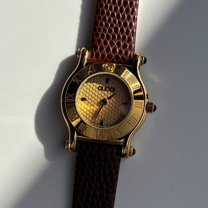 Gucci 1990s Gold Dial Gold Plated Watch