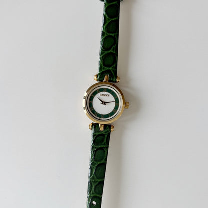 Gucci 1990s Sherry Round Dial Green Watch