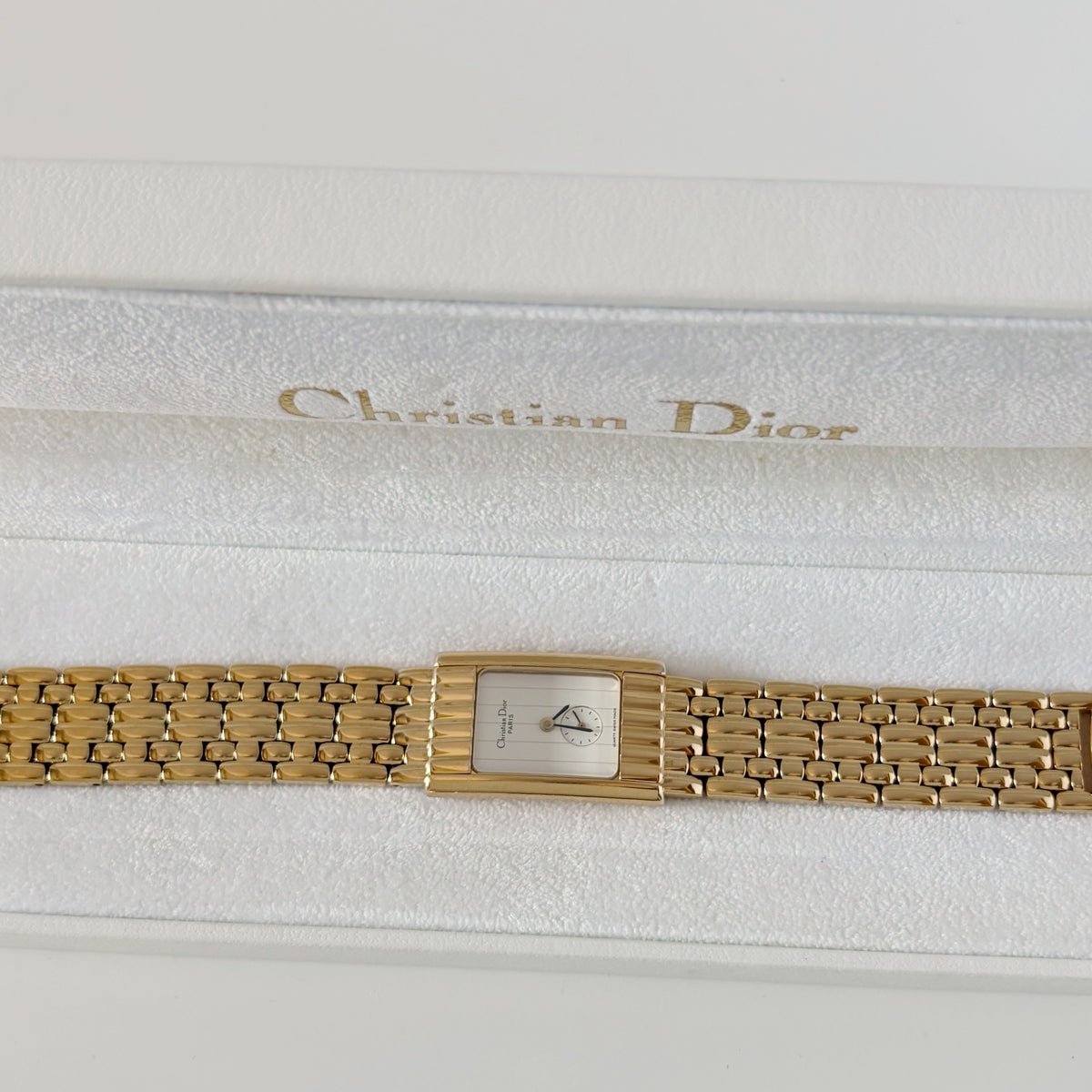 Dior 1990s Sub Second Tank Gold Plated Watch