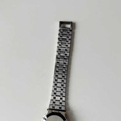 Gucci 1990s Date Round Dial Two Tone Gold Plated Watch