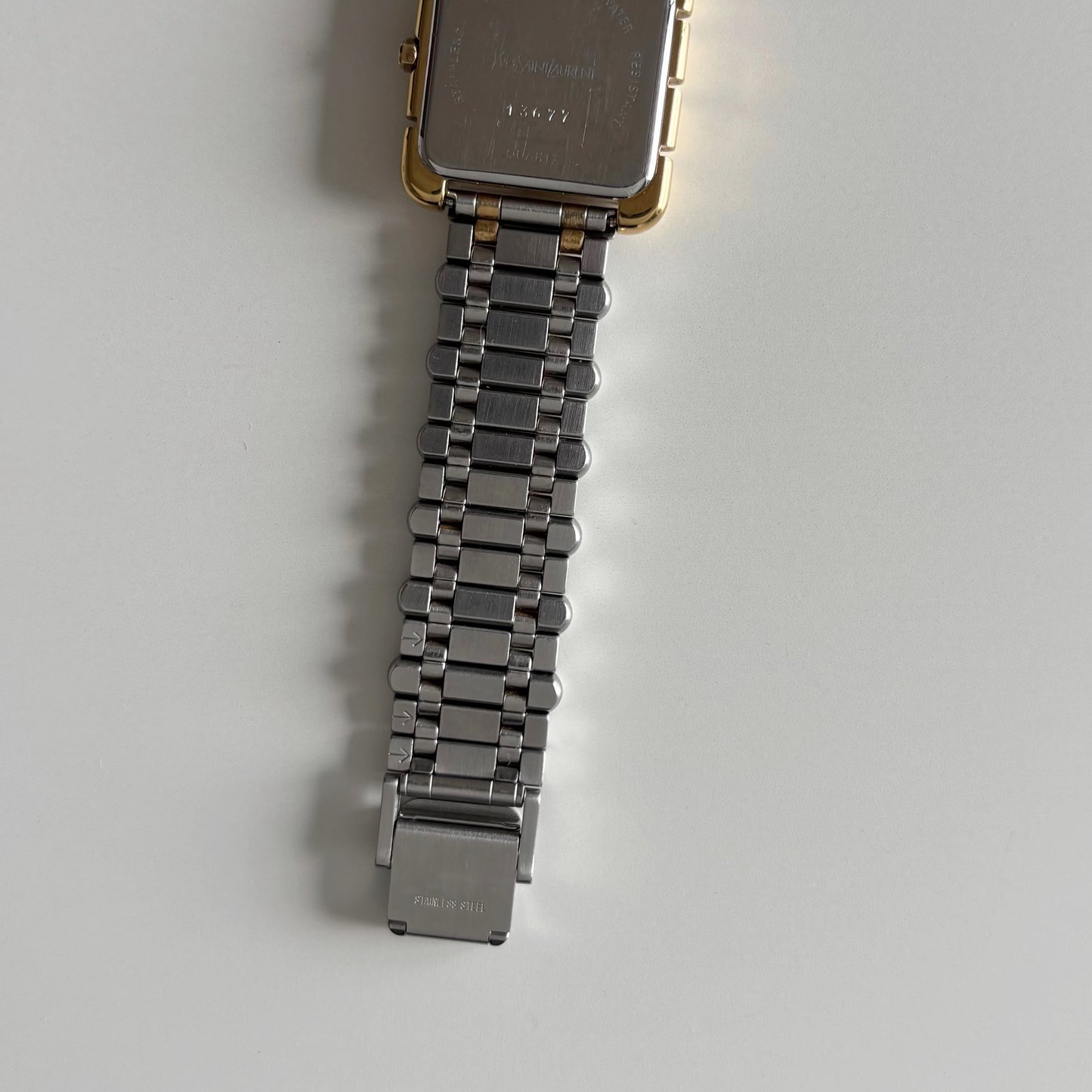 Yves Saint Laurent 1990s Square Dial Two Tone Watch