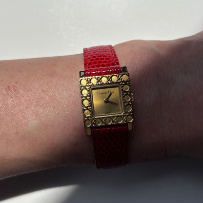 Dior 1990s Interchangeable Strap Gold Plated Watch with 4 straps, case