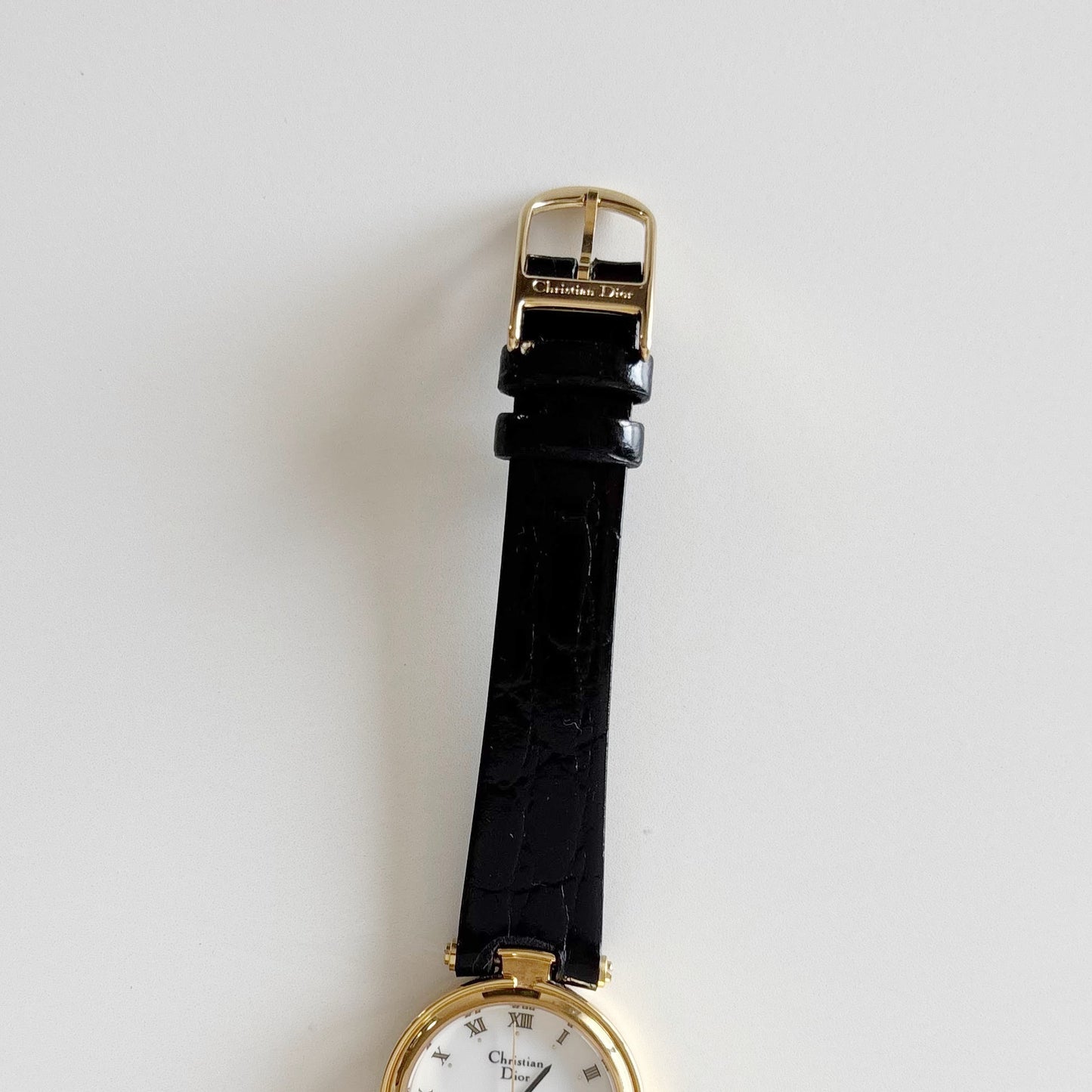 Dior 1990s Round Dial Gold Plated Watch