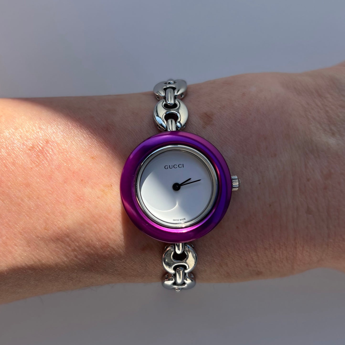 Gucci 1990s Interchangeable Bezel Stainless steel Watch with 6 bezels, case (165mm)