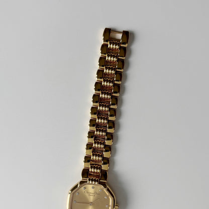 Dior 1990s Octagon Dial Gold Plated Watch