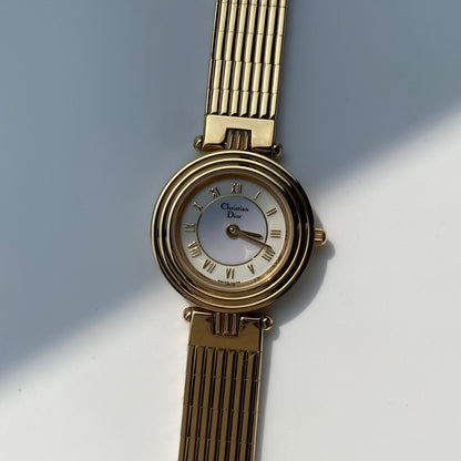 Dior 1990s Round Dial Gold Plated Watch