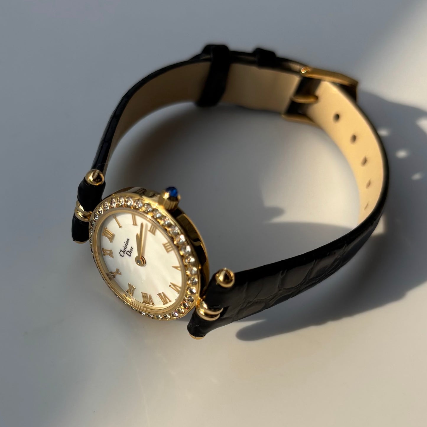Dior 1990s Seashell Dial Gold Plated Watch