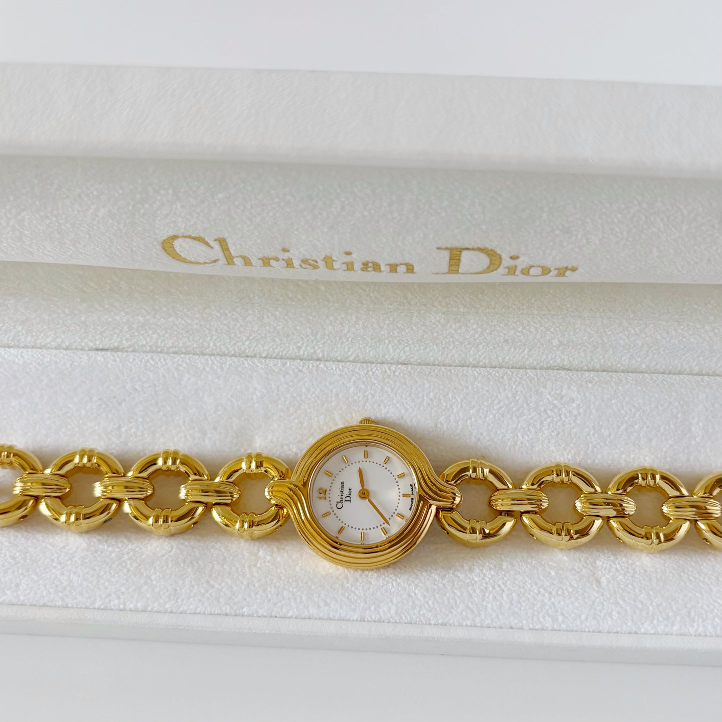 Dior 1990s Round Dial Gold Plated Watch
