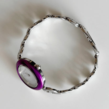 Gucci 1990s Interchangeable Bezel Stainless steel Silver Watch with 6 bezels, case (167mm)