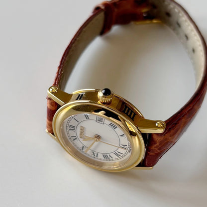 Gucci 1990s Date Round Dial Gold Plated Watch
