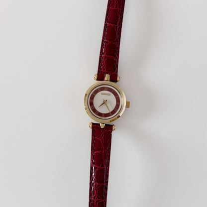 Gucci 1990s Round Dial Red Gold Plated Watch