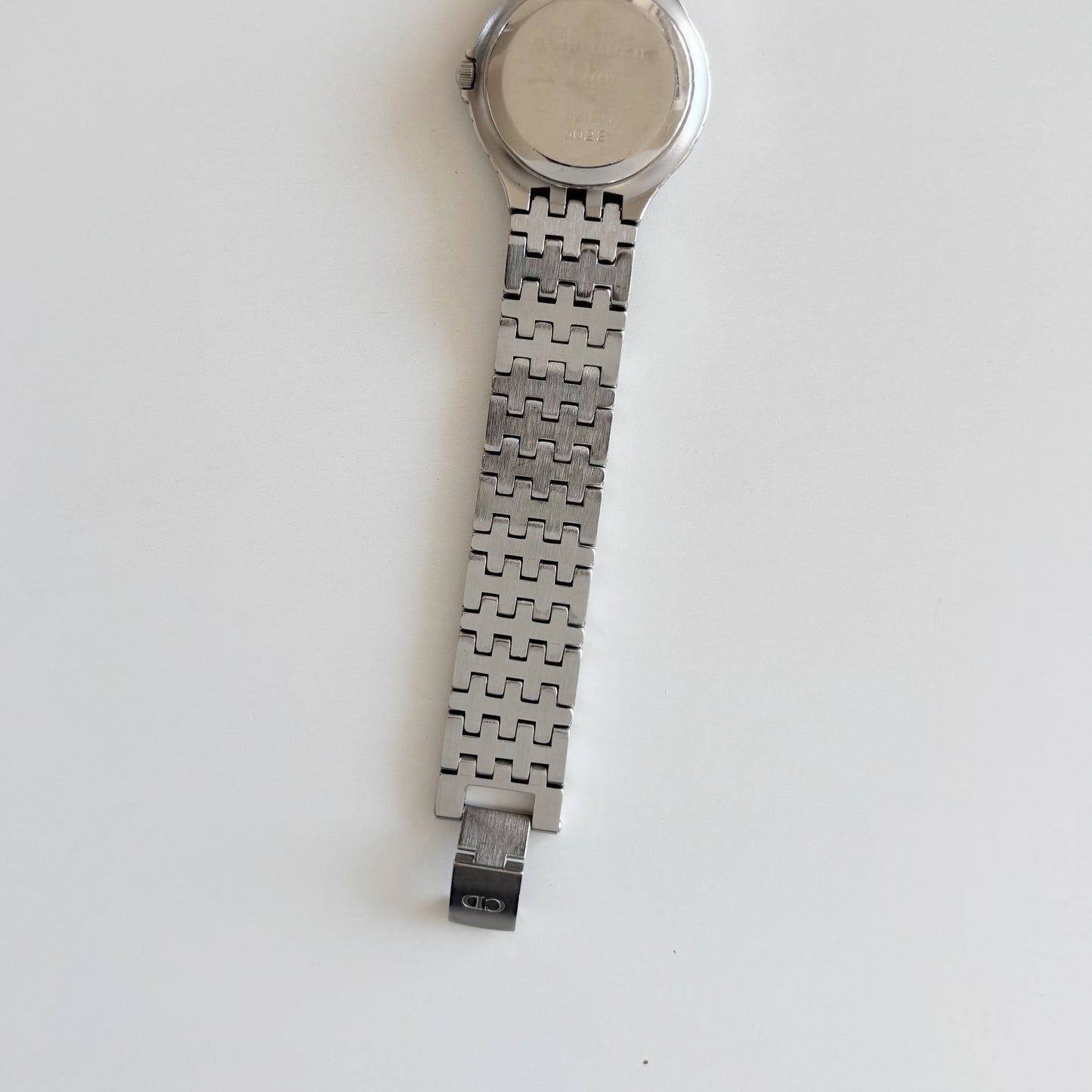 Dior 1990s Date Round Dial Silver Watch
