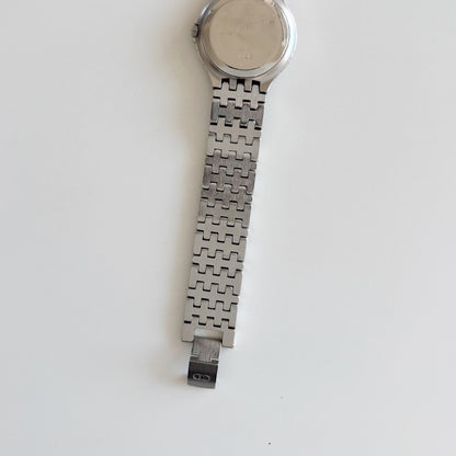 Dior 1990s Date Round Dial Silver Watch