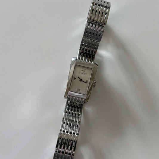 Gucci Silver Stainless Steel Rectangular Watch