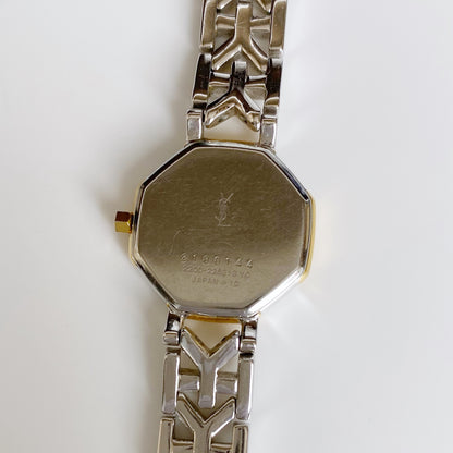 Yves Saint Laurent 1990s Octagon Two Tone Watch