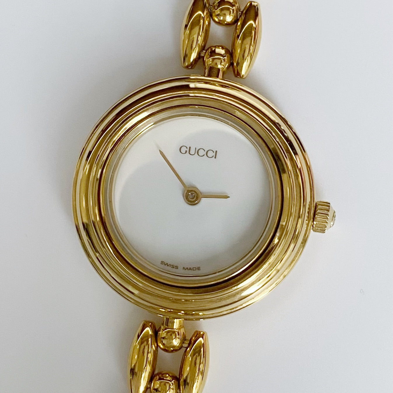 Gucci 1990s Interchangeable Bezel Gold Plated Watch with 6 bezels, case