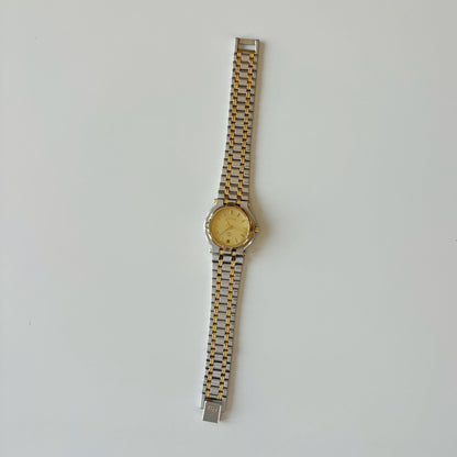 Gucci 1990s Date Round Dial Two Tone Gold Plated Watch