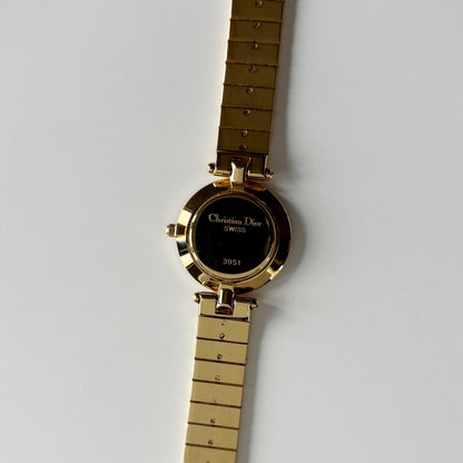 Dior 1990s Round Dial Gold Plated Watch