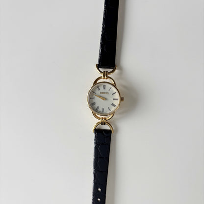 Gucci Round Dial Horsebit Gold-Plated Watch